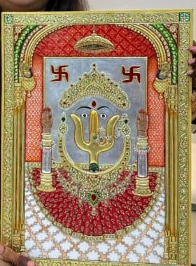 Lord Salasar Balaji & Khatu Shyam Ji - 24K Gold Foil Thanjavur Art