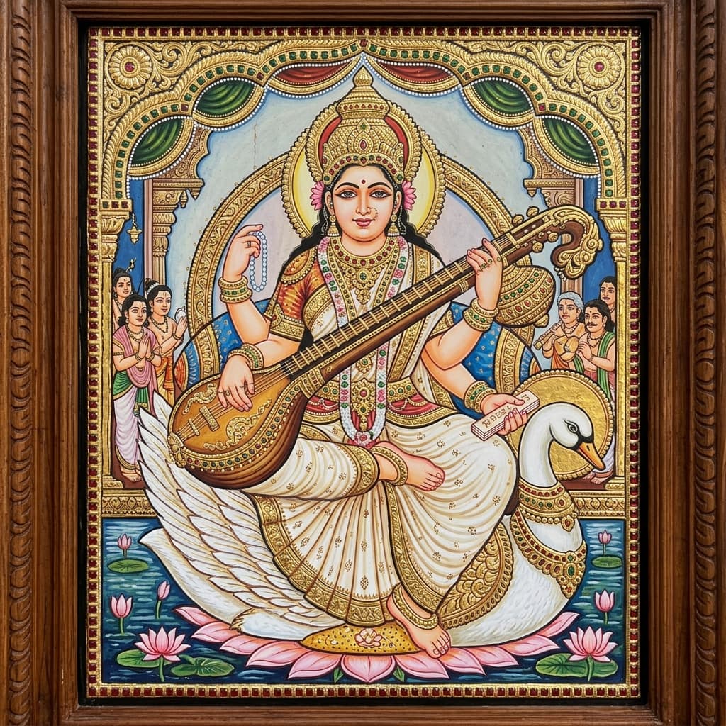 The Divine Feminine: Representing Saraswati in Gold Leaf