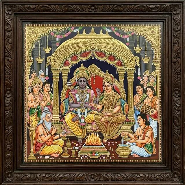 Sita Rama Kalyanam Tanjore Painting: Vastu Benefits for Marriage Harmony & Domestic Peace - Authentic 24K Gold Thanjavur Art