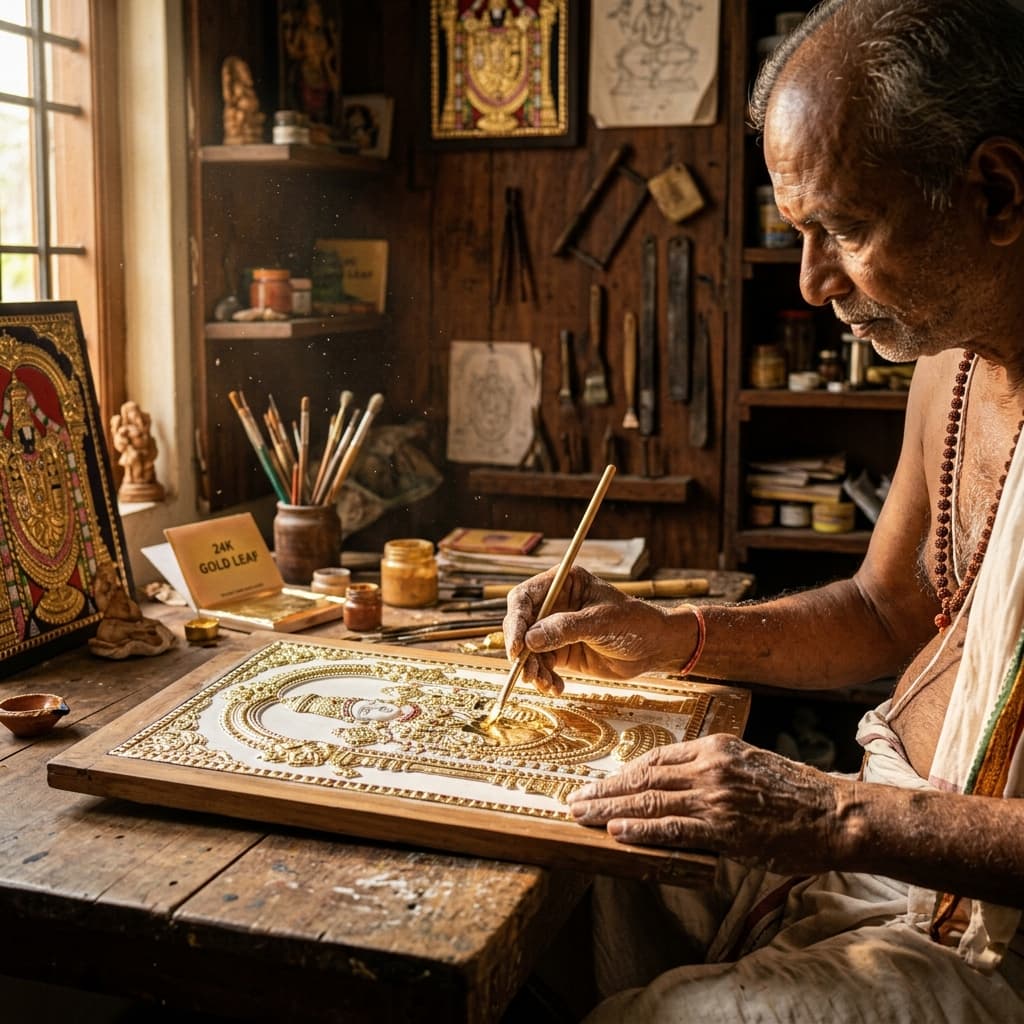 Artisan Craftsmanship - Handcrafting a 24K Gold Tanjore Painting